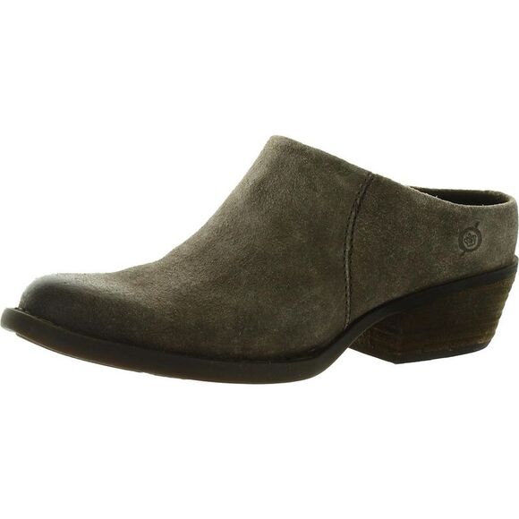 Born Womens Starr Taupe Leather Slip On Slides Mules Shoes New - Picture 1 of 3